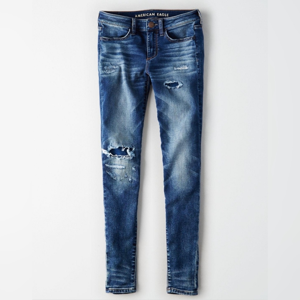 AMERICAN EAGLE Womens New Super Soft Stretch Jeggings Dark Wash Jeans Size 00‎ R
